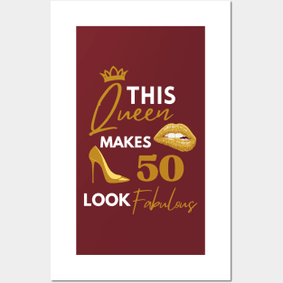 Funny Queen Birthday Quote 50th and fabulous Cool Heels fifty birthday Gift For Her Posters and Art